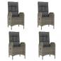 Preview: 7-tlg. Garten-Essgruppe mit Kissen Grau Poly Rattan