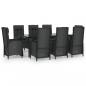 Preview: 9-tlg. Garten-Essgruppe mit Kissen Schwarz Poly Rattan