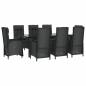 Preview: 9-tlg. Garten-Essgruppe mit Kissen Schwarz Poly Rattan