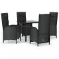 Preview: 5-tlg. Garten-Essgruppe mit Kissen Schwarz Poly Rattan