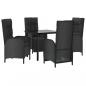 Preview: 5-tlg. Garten-Essgruppe mit Kissen Schwarz Poly Rattan