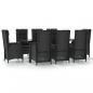 Preview: 9-tlg. Garten-Essgruppe mit Kissen Schwarz Poly Rattan