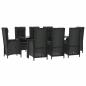 Preview: 9-tlg. Garten-Essgruppe mit Kissen Schwarz Poly Rattan