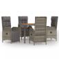 Preview: 5-tlg. Garten-Essgruppe mit Kissen Grau Poly Rattan
