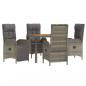 Preview: 5-tlg. Garten-Essgruppe mit Kissen Grau Poly Rattan