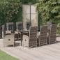 Preview: ARDEBO.de - 9-tlg. Garten-Essgruppe mit Kissen Schwarz und Grau Poly Rattan