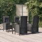 Preview: ARDEBO.de - 5-tlg. Garten-Essgruppe mit Kissen Schwarz Poly Rattan