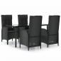 Preview: 5-tlg. Garten-Essgruppe mit Kissen Schwarz Poly Rattan