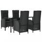 Preview: 5-tlg. Garten-Essgruppe mit Kissen Schwarz Poly Rattan