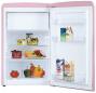 Preview: Amica KS 15616 P Retro-Kühlschrank, 55 cm breit, 87,5 cm hoch, 108 L, Automatische Abtauung, LED-Beleuchtung, Gefrierfach, cupcake pink