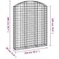 Preview: Gabione mit Hochbogen 150x30x180/200 cm Verzinktes Eisen