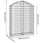 Preview: Gabione mit Hochbogen 100x30x120/140 cm Verzinktes Eisen