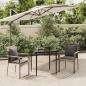 Preview: ARDEBO.de - 3-tlg. Garten-Essgruppe mit Kissen Schwarz und Grau Poly Rattan