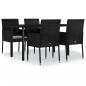 Preview: 5-tlg. Garten-Essgruppe mit Kissen Schwarz Poly Rattan