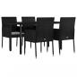 Preview: 5-tlg. Garten-Essgruppe mit Kissen Schwarz Poly Rattan