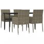 Preview: 5-tlg. Garten-Essgruppe mit Kissen Schwarz und Grau Poly Rattan