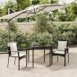 Preview: ARDEBO.de - 3-tlg. Garten-Essgruppe mit Kissen Schwarz Poly Rattan