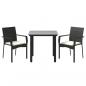 Preview: 3-tlg. Garten-Essgruppe mit Kissen Schwarz Poly Rattan