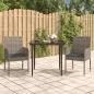 Preview: ARDEBO.de - 3-tlg. Garten-Essgruppe mit Kissen Schwarz und Grau Poly Rattan