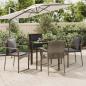 Preview: ARDEBO.de - 5-tlg. Garten-Essgruppe mit Kissen Schwarz und Grau Poly Rattan