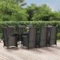 Preview: ARDEBO.de - 9-tlg. Garten-Essgruppe mit Kissen Schwarz Poly Rattan
