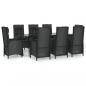 Preview: 9-tlg. Garten-Essgruppe mit Kissen Schwarz Poly Rattan