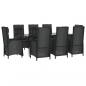 Preview: 9-tlg. Garten-Essgruppe mit Kissen Schwarz Poly Rattan