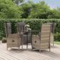 Preview: ARDEBO.de - 5-tlg. Garten-Essgruppe mit Kissen Schwarz und Grau Poly Rattan