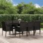 Preview: ARDEBO.de - 9-tlg. Garten-Essgruppe mit Kissen Schwarz Poly Rattan