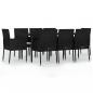 Preview: 9-tlg. Garten-Essgruppe mit Kissen Schwarz Poly Rattan