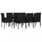 Preview: 9-tlg. Garten-Essgruppe mit Kissen Schwarz Poly Rattan