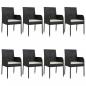 Preview: 9-tlg. Garten-Essgruppe mit Kissen Schwarz Poly Rattan