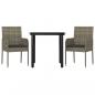 Preview: 3-tlg. Garten-Essgruppe mit Kissen Schwarz und Grau Poly Rattan
