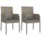 Preview: 3-tlg. Garten-Essgruppe mit Kissen Schwarz und Grau Poly Rattan