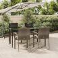 Preview: ARDEBO.de - 5-tlg. Garten-Essgruppe mit Kissen Schwarz und Grau Poly Rattan