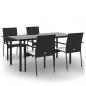 Preview: 5-tlg. Garten-Essgruppe mit Kissen Schwarz Poly Rattan