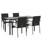 Preview: 5-tlg. Garten-Essgruppe mit Kissen Schwarz Poly Rattan