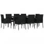 Preview: 9-tlg. Garten-Essgruppe mit Kissen Schwarz Poly Rattan