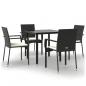 Preview: 5-tlg. Garten-Essgruppe mit Kissen Schwarz Poly Rattan