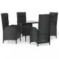 Preview: 5-tlg. Garten-Essgruppe mit Kissen Schwarz Poly Rattan
