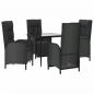 Preview: 5-tlg. Garten-Essgruppe mit Kissen Schwarz Poly Rattan