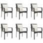 Preview: 7-tlg. Garten-Essgruppe mit Kissen Schwarz Poly Rattan