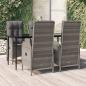 Preview: ARDEBO.de - 5-tlg. Garten-Essgruppe mit Kissen Schwarz und Grau Poly Rattan