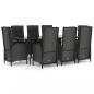 Preview: 9-tlg. Garten-Essgruppe mit Kissen Schwarz Poly Rattan