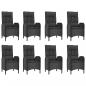 Preview: 9-tlg. Garten-Essgruppe mit Kissen Schwarz Poly Rattan