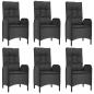 Preview: 7-tlg. Garten-Essgruppe mit Kissen Schwarz Poly Rattan