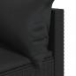 Preview: 3-tlg. Garten-Lounge-Set mit Kissen Schwarz Poly Rattan