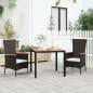 Preview: ARDEBO.de - Gartentisch mit Holzplatte Schwarz Poly Rattan & Akazienholz