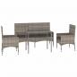 Preview: 4-tlg. Garten-Lounge-Set mit Kissen Grau Poly Rattan