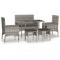 Preview: 6-tlg. Garten-Lounge-Set mit Kissen Grau Poly Rattan